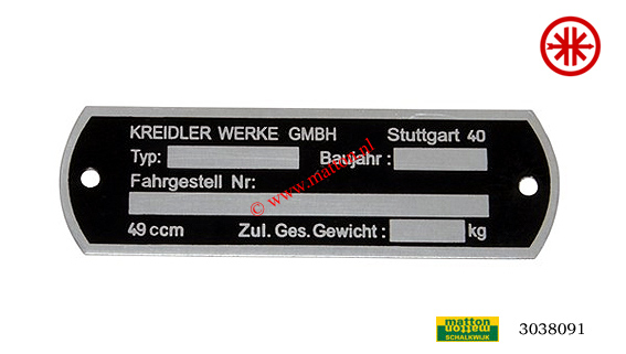 3038091 Frame type plaatje Kreidler