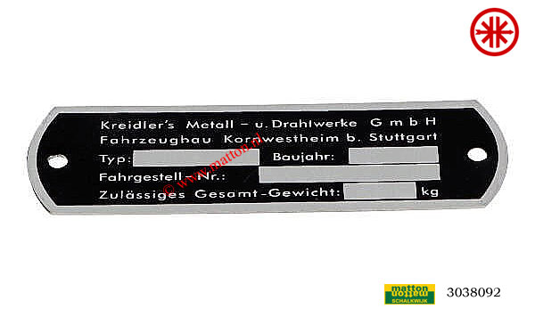 3038092 Frame type plaatje Kreidler oud type