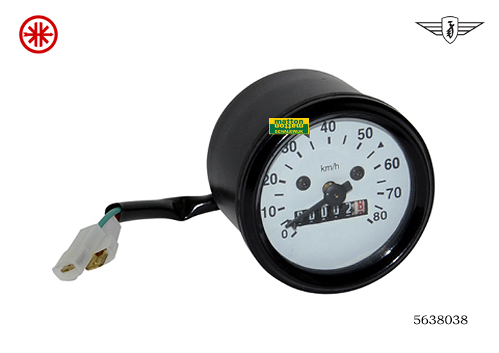 5638038 KM tellerklok 80km universeel witte plaat