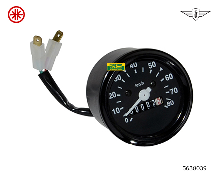 5638039 KM tellerklok 80km universeel zwarte plaat