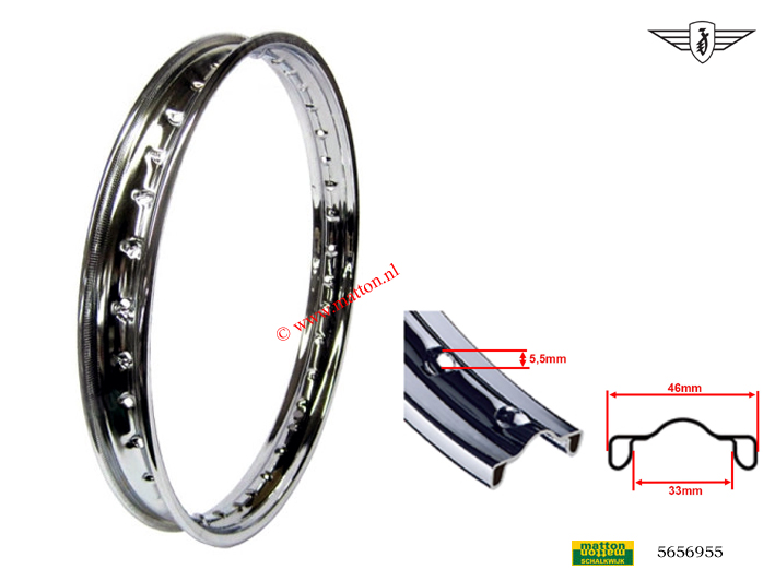 5656955 Velg 19 x 1.20 chroom Zundapp