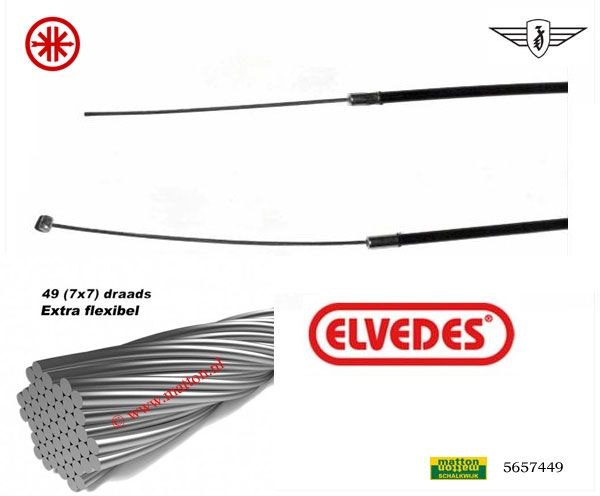5657449 Versnellingskabel 49 draads zwart universeel 2 mtr Elved