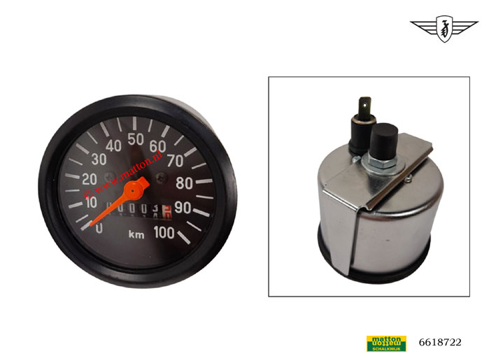 6618722 Tellerklok model VDO 60mm tot 100km Zundapp/Kreidler
