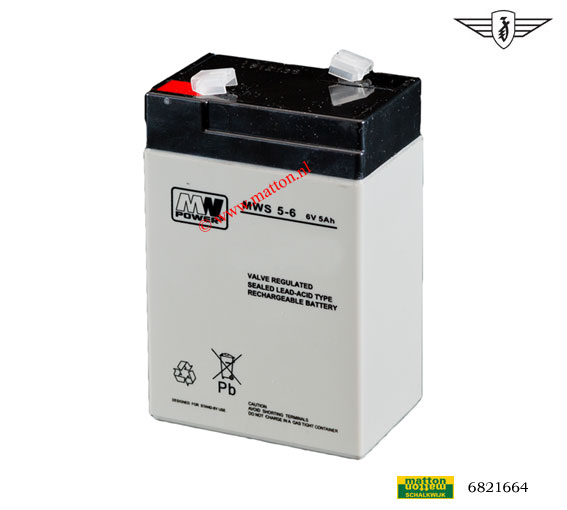 6821664 Lood accu MW Power 6V 5Ah
