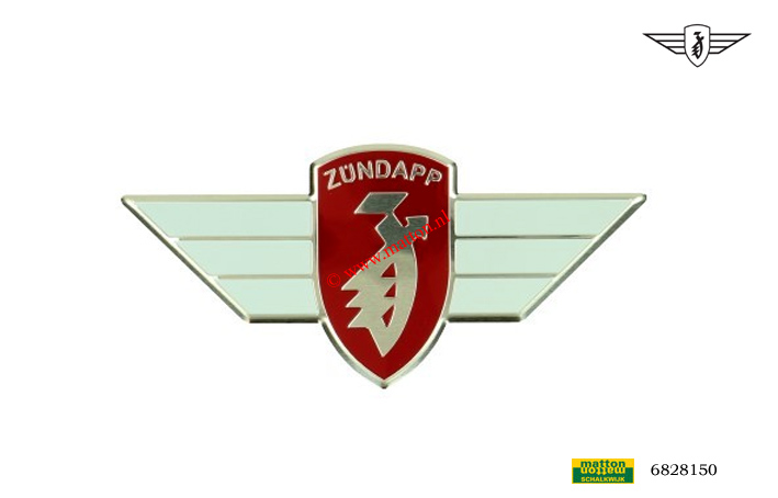 6828150 3806 Stuur Embleem Zundapp vleugel van metaal