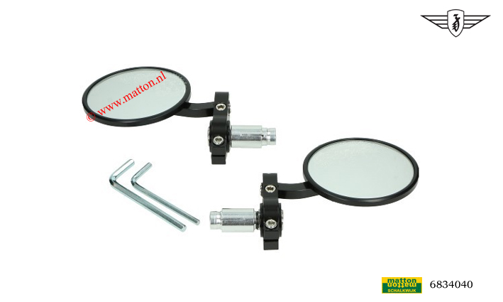 6834040 Spiegelset in stuur L/R zwart Zundapp