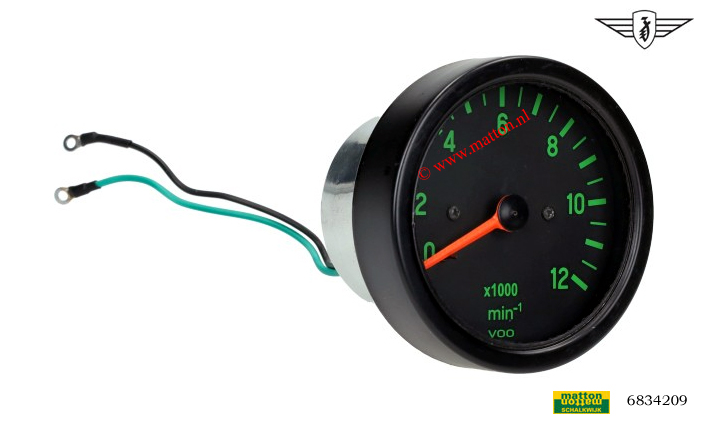 6834209 Toerenteller 80mm zwart/groen Zundapp