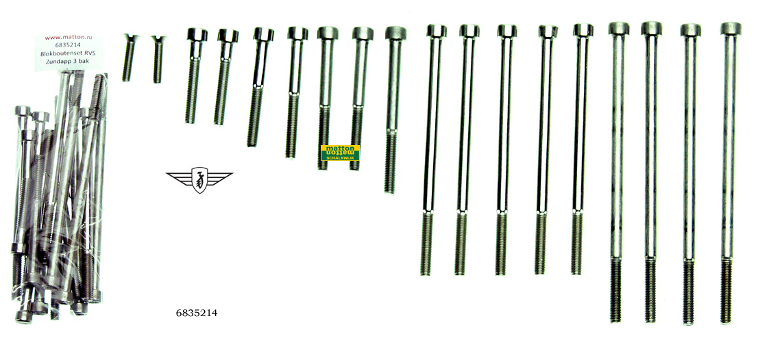 6835214 0501 Engine boltset hexagon stainless Zundapp 3V