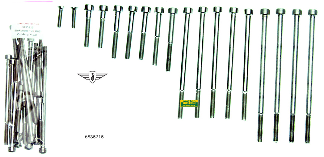 6835215 0501 Engine boltset hexagon stainless Zundapp 4V