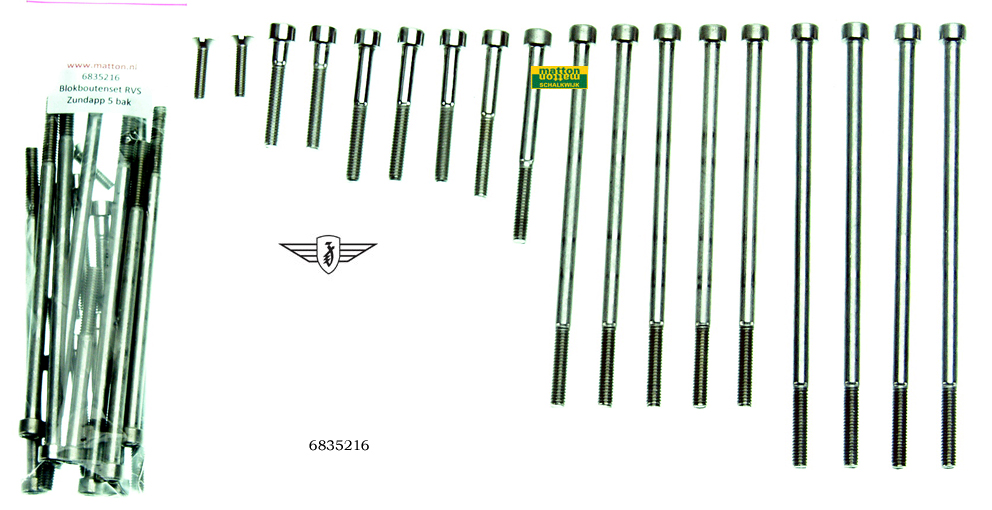 6835216 0501 Engine boltset hexagon stainless Zundapp 5V