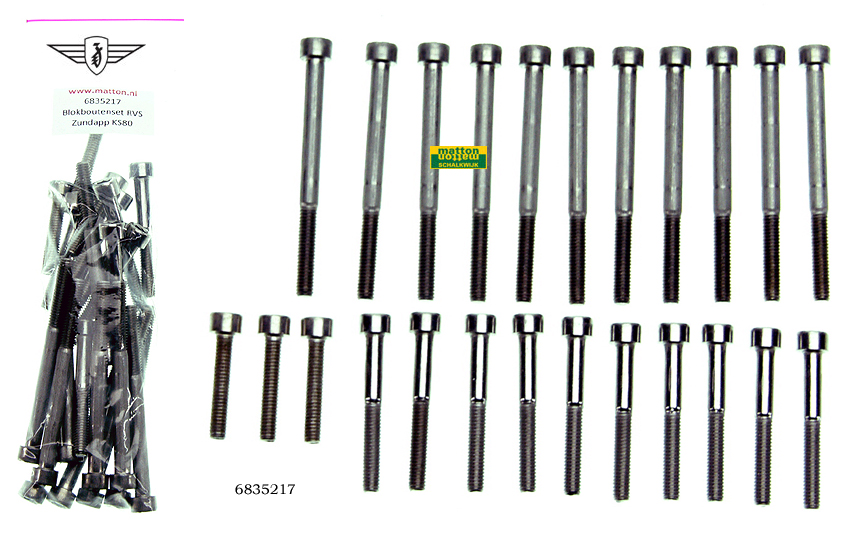 6835217 Engine boltset hexagon stainless Zundapp KS80