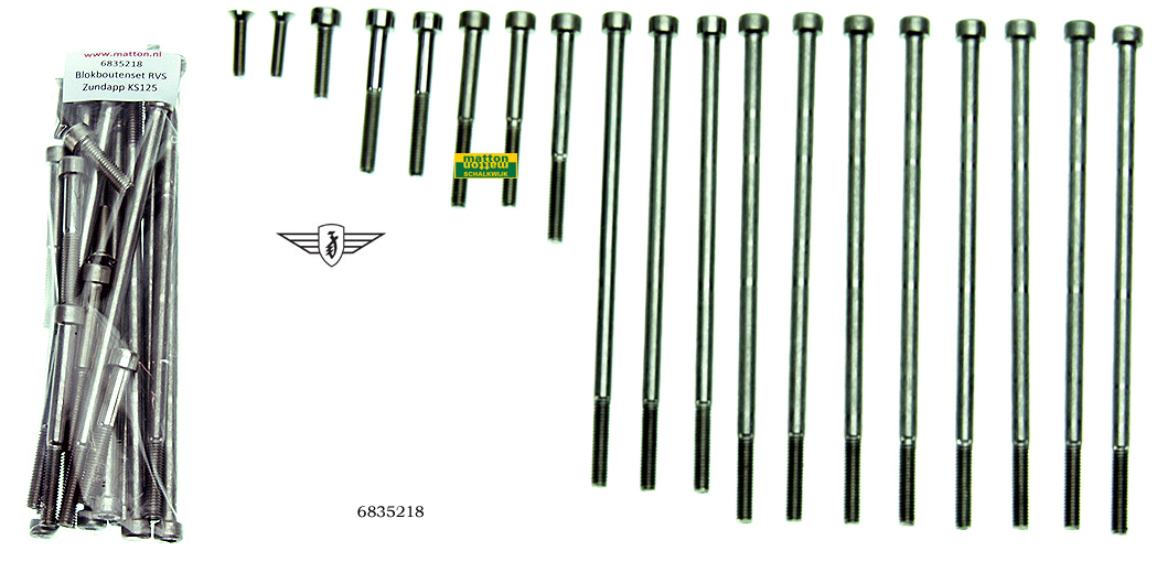 6835218 Engine boltset hexagon stainless Zundapp KS125
