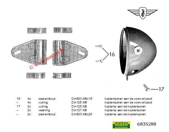 6835288 Zundapp 517 boutenset losse koplamp en koplamporen