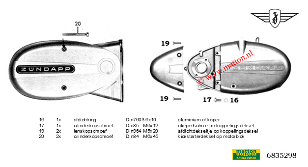 6835298 Zundapp 517 boutenset motorblok deksels l/r