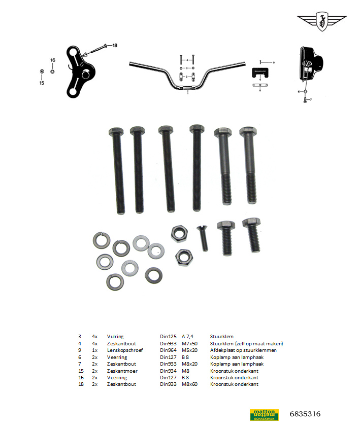 6835316 Boutenset Zundapp 529 kroonstuk etc
