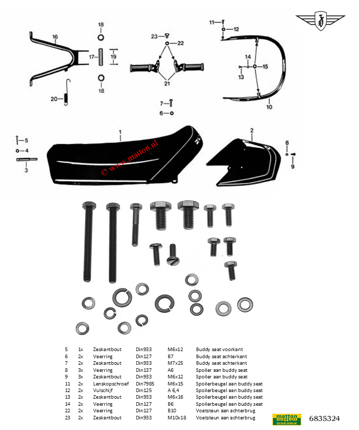 6835324 Boutenset Zundapp 529 buddy seat etc