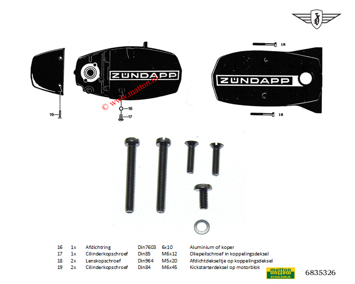 6835326 Boutenset Zundapp 529 carterdeksels